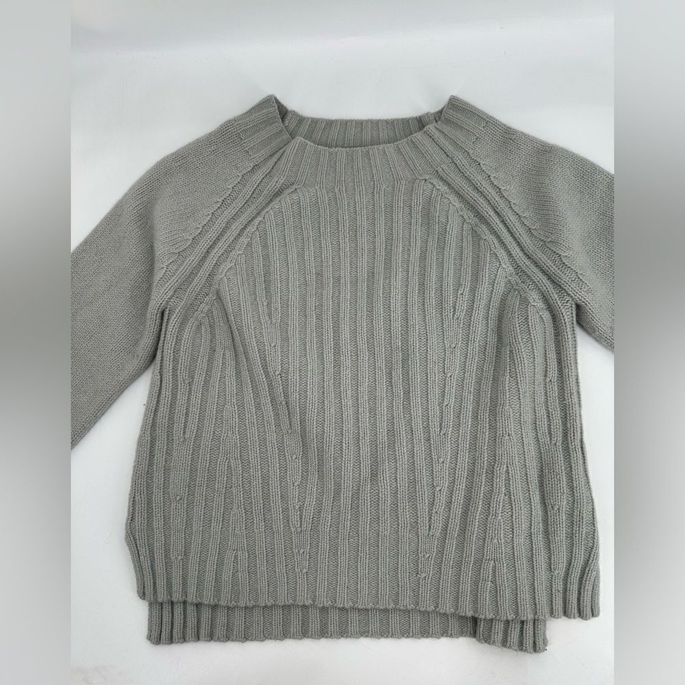 Vince Raglan Ribbed Wool And Cashmere Crew Grey Sweater - Picture 5 of 11